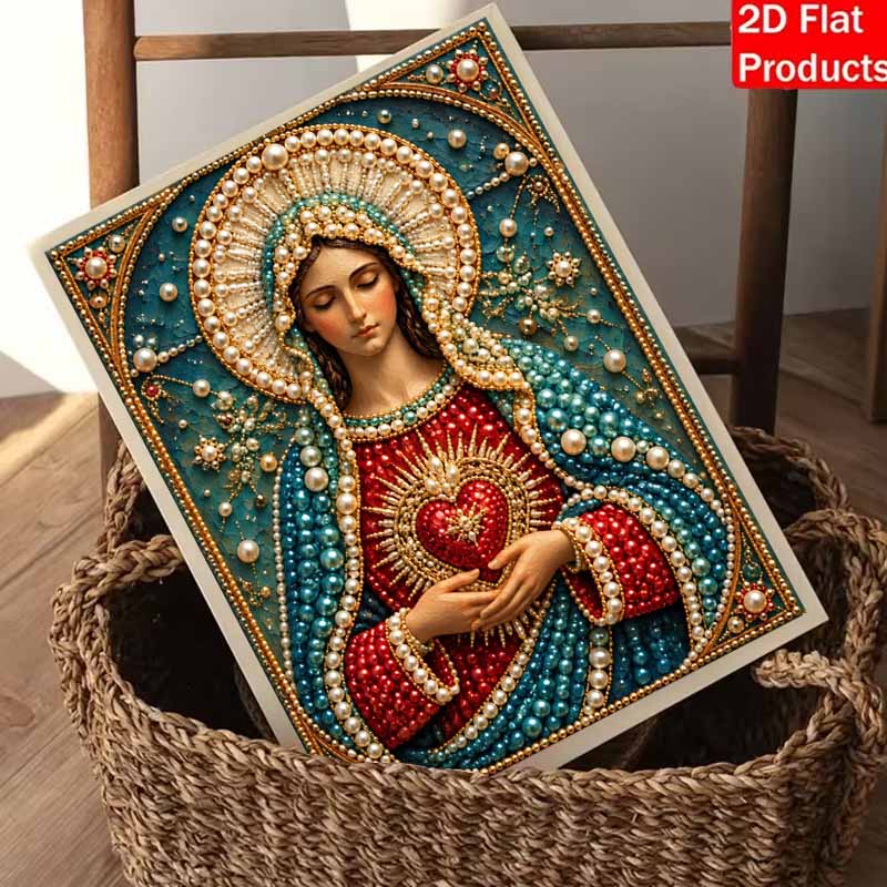 DIY 3D Pearl Diamond Painting Art Set Virgin Mary Sacred Heart Home Decor Art Set Wall Art