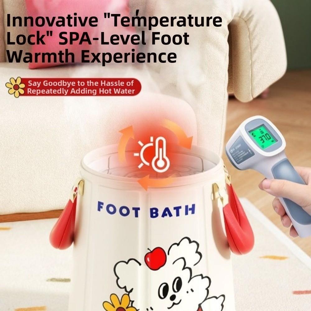Thickened Collapsible Foot Bath Cartoon Heat Preservation Foldable Tub with Handles Over Calf Portable Foot Bath Travel Camping