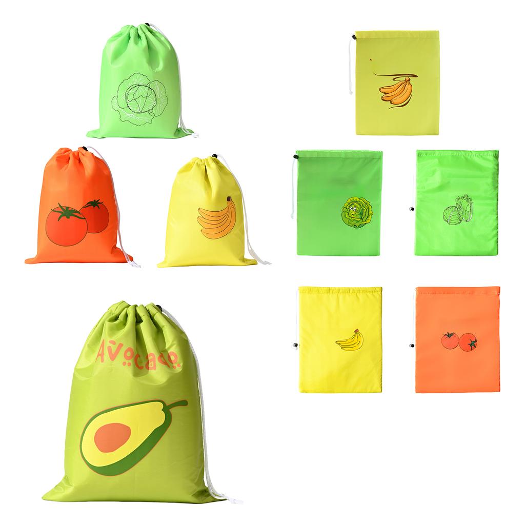 Reusable Vegetable Fruit Freshness Storage Bags Polyester for Kitchen Refrigerator Organization Large Capacity