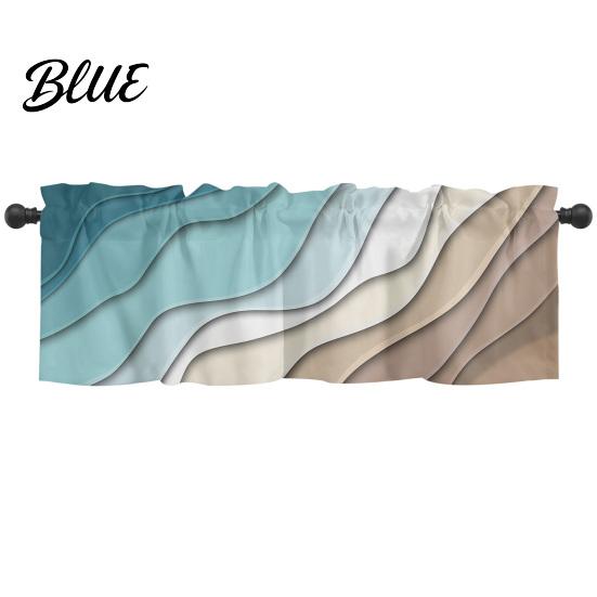 Blackout Curtain Valance Rod Soft Wave Sunshade Color Ocean Windows Gradient Decorative Aesthetic Pocket Window