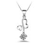 Korean Style Exquisite Heart and Star Zircon Pendant Necklace for Women