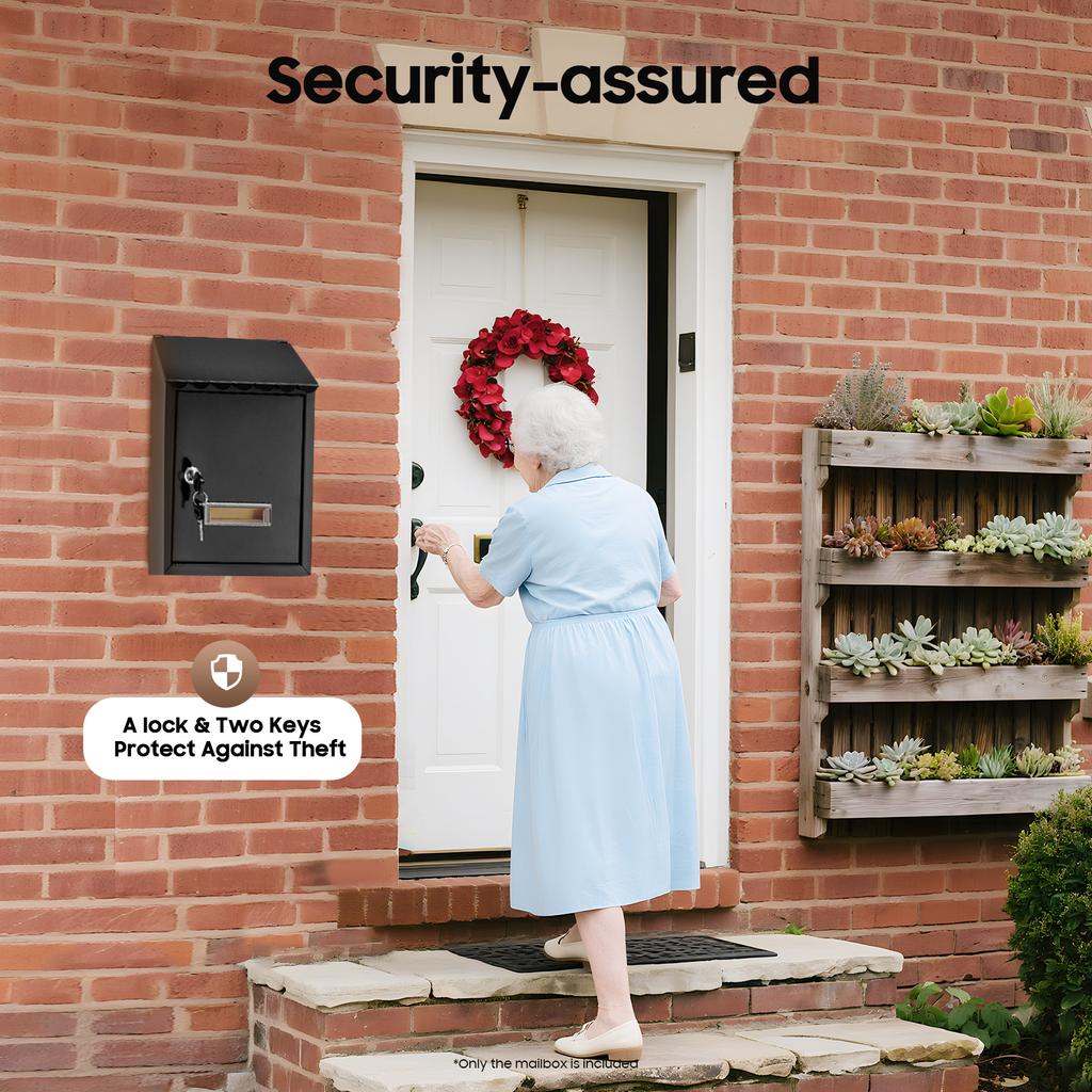 Locking Wall Mount Mailbox, Mail Boxes with Key Lock, Security Key Drop Box for Letters Newspapers, Cards