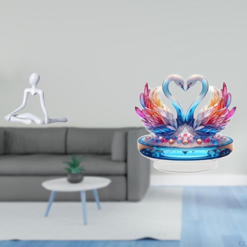 Creative Abstract Thinker Swan Statue Decorative Figurine Unique Acrylic Sculpture Tabletop