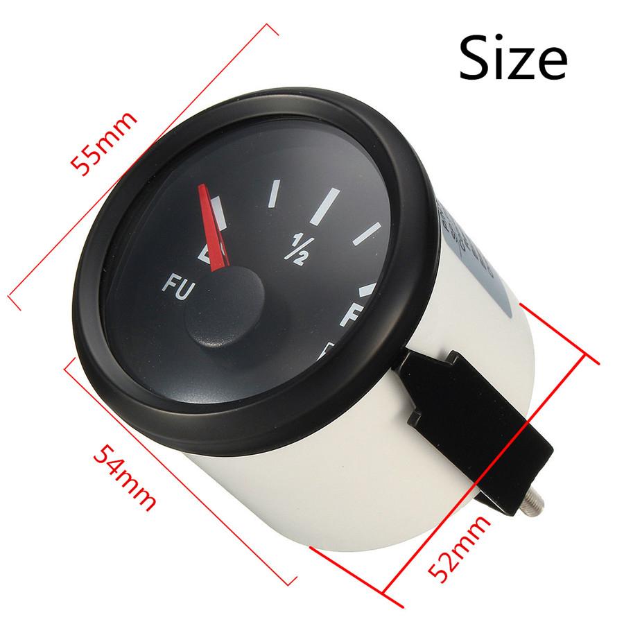 0-190 Ohms Universal 52mm Boat Fuel Level Gauge Marine Yacht Trim Tank Indicator