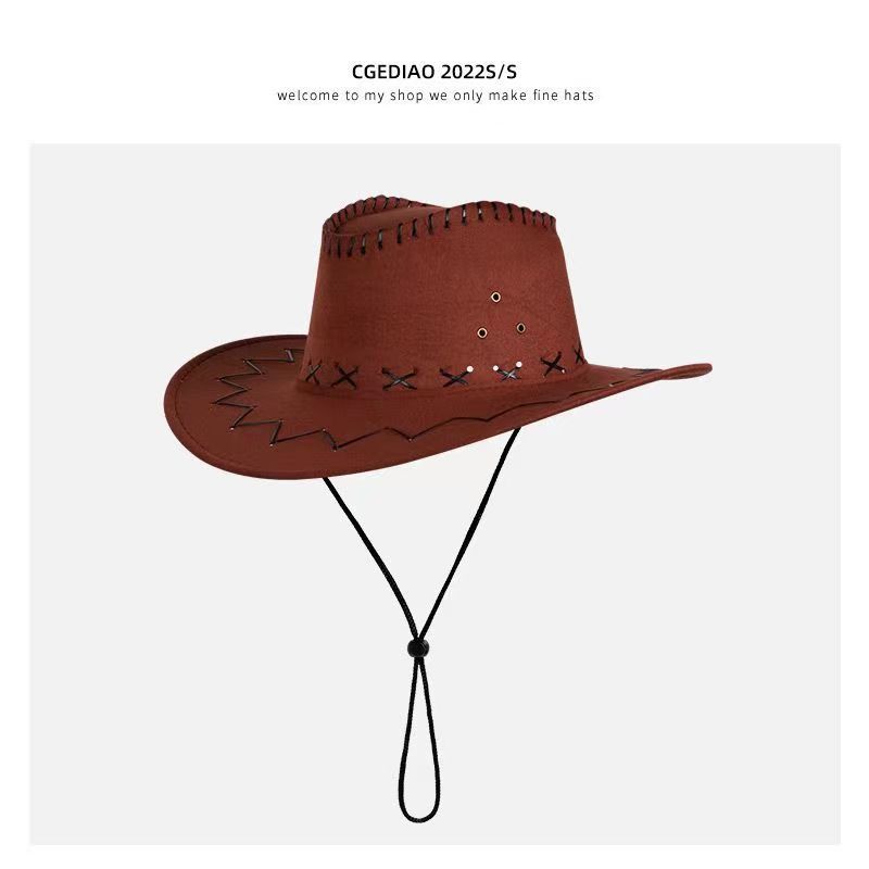 Vintage Western Cowboy Hat British Knight Hat Men's Top Hat Shade Jazz Hat Women's Summer Sunscreen Eaves