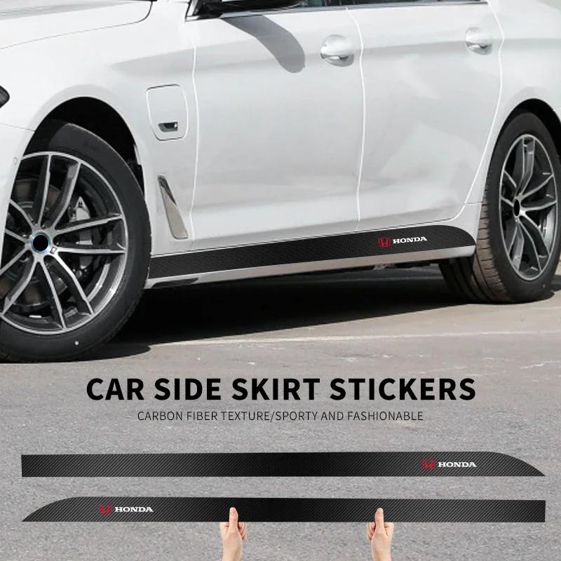 2x Car Door Side Skirt Sill Stripe Carbon Decals Accessories For Honda Civic Fit Jazz Accord Pilot CRV AEO Odyssey Passport City