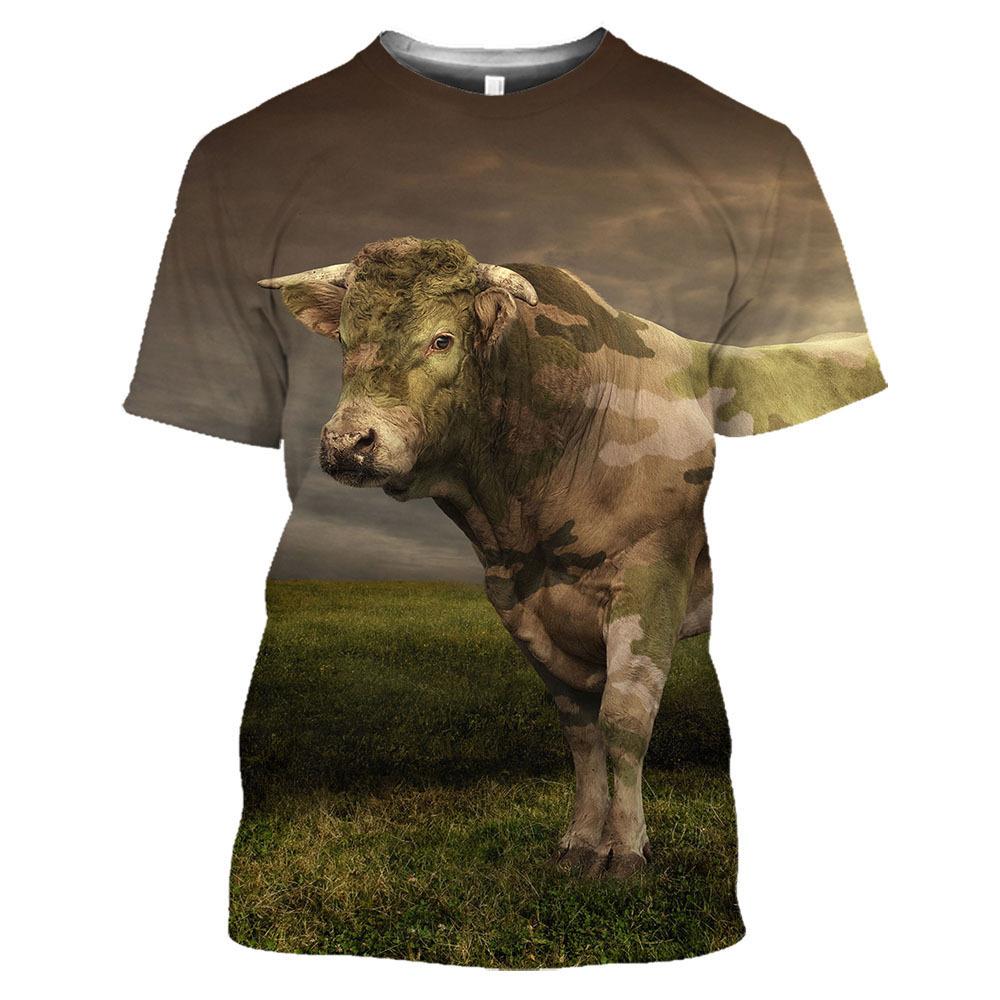 Casual Men's Top: Spanish Bull Shirt in 3D Print T-Shirt Style for Summertime