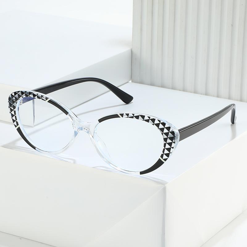 Color Matching Flat Mirror, Contrasting Color Cat Eye Versatile Small Frame Glasses Frame Female