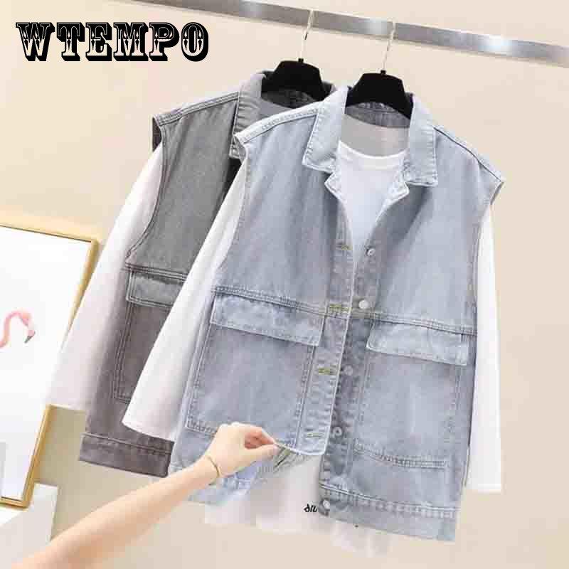Denim Vest Women's Spring and Autumn Loose Sleeveless Jacket Vest Outer Wear Trendy Ladies Small Fragrance Coat Loose Tops