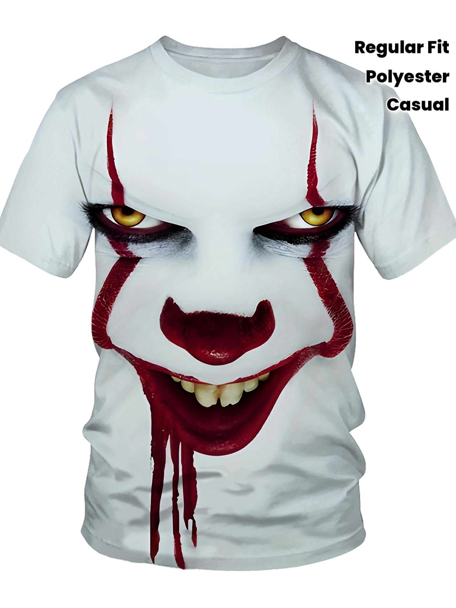 

Clown pattern creative 3D graphic printing men s novel short-sleeved round neck T-shirt, perfect choice for summer outdoor, suitable for daily use S