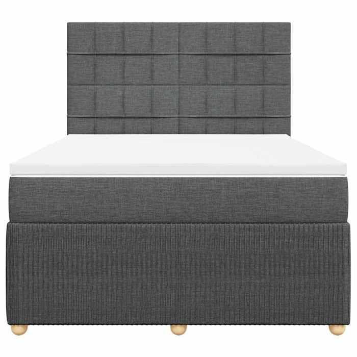 Maison Exclusive - Sommier à lattes de lit avec matelas Gris foncé 140x190cm Tissu