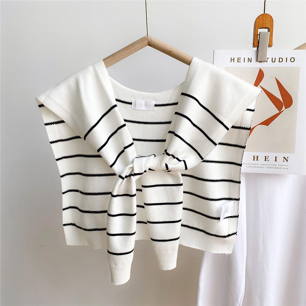 

Новый шарф на плечо шаль женский поддельный воротник защита плеч шарф кондиционируемая комната камзол украшение в паре с узлом защиты шеи 47*95cm белый