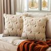 Halloween Pumpkin Fall Throw Pillow Covers Embroidery Soft Faux Fur Pillow Covers Plush Pillow Case for Living Room Bedroom Sofa