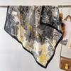 Nordic simple silk scarf long female French retro black and white striped large square scarf tied hair ins headscarf headband shawl