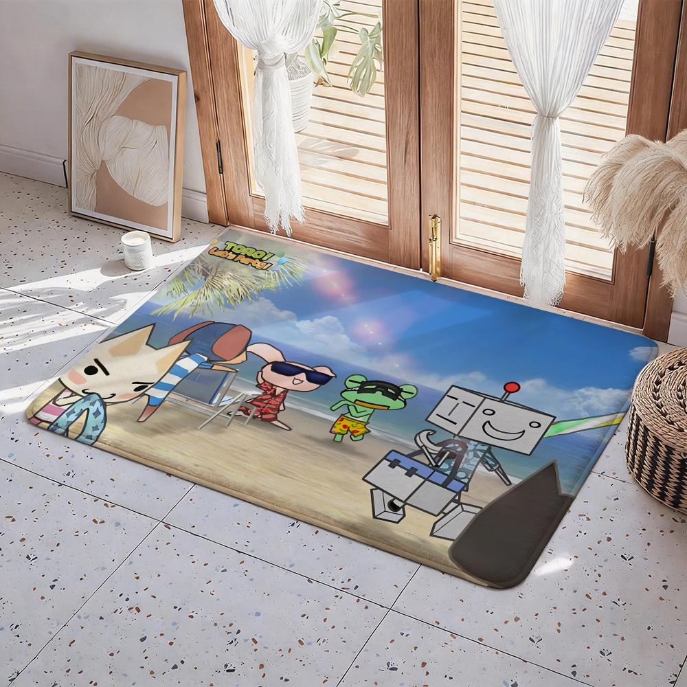 Inoue Toro Cute Cat Floor Mat Eco Flannel Doormat Non Slip Odorless Indoor Floor Rug Soft Short Plush Home Mat