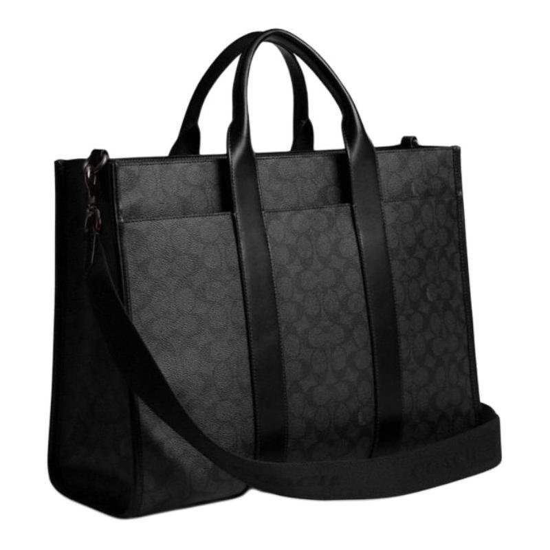 COACH handbag Wesley 41 brand logo zipper closure, artificial leather, tote bag, ote bag, shopping bag, shoulder handbag, large size, unisex couple