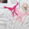 Hollow Open Crotch Underwear for Women Low Waist Thin Belt Thong Lace Pearl Panties  Women