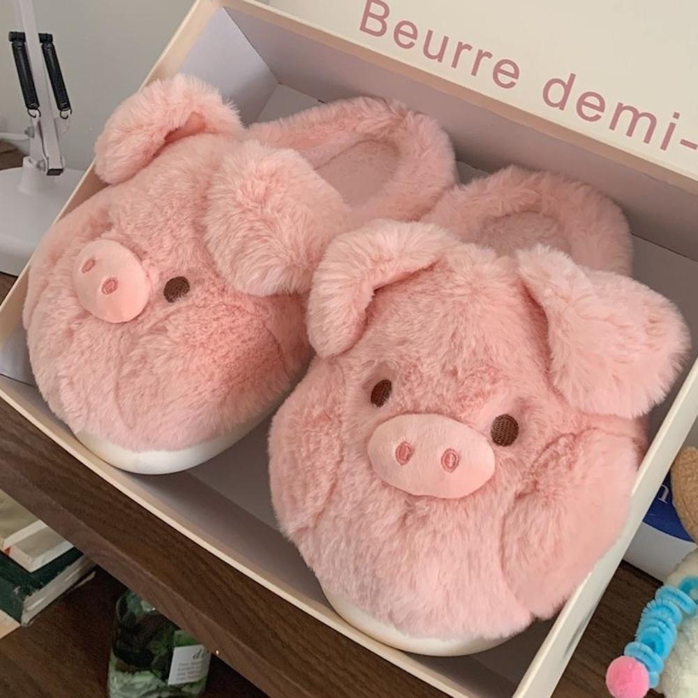 Fashion Cute Crocodiles Single Band Winter New Women Slipper Soft Heel Platform Fur Warm Indoor Comfortable Home Fluffy Home Slippers
