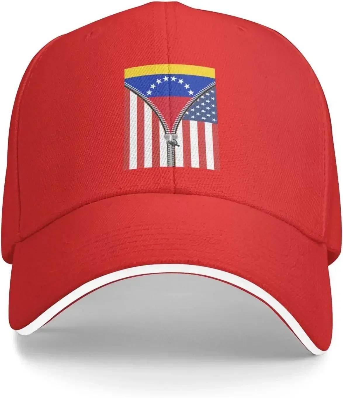 USA American Venezuela Venezuelan Flag Baseball Cap White Hats Adjustable
