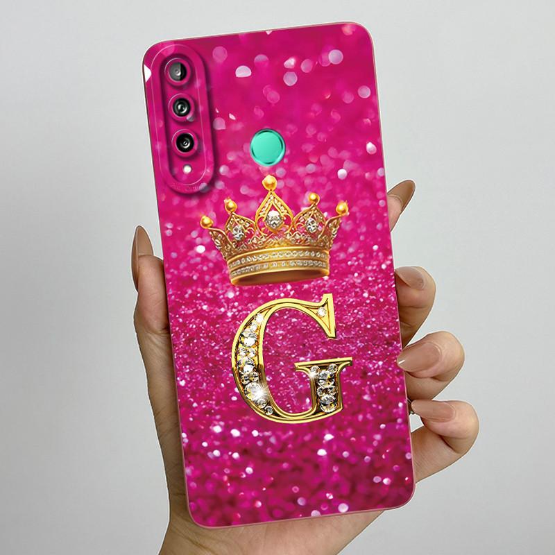 For Huawei Y7p P40 Lite E ART-L28 ART-L29 Fashion Initial Letter Couple Phone Case Y7P 2020 Soft Silicone TPU Protective Casing