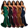 European & American Women's One-Shoulder Slit Evening Gown