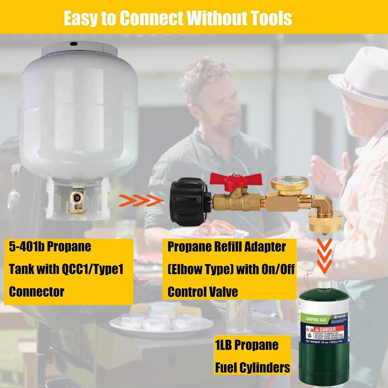 

Propane Refill Elbow Adapter With Tank Gauge, 2025 Propane Refill Adapter For 1 Lb Tanks, Propane Tank Refill Adapter золотий