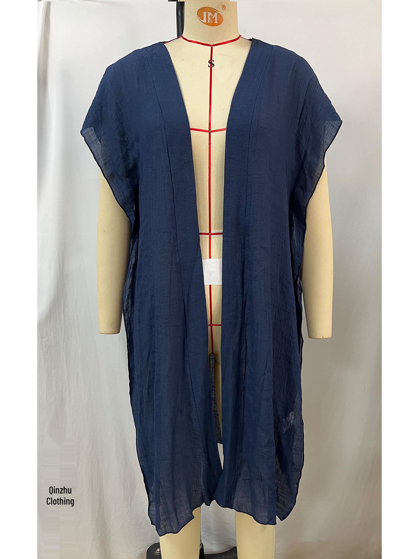 

Бамбукова Бавовна Пляжна Накидка Кардиган - Вільний Захист від Сонця Верхній Одяг One Size