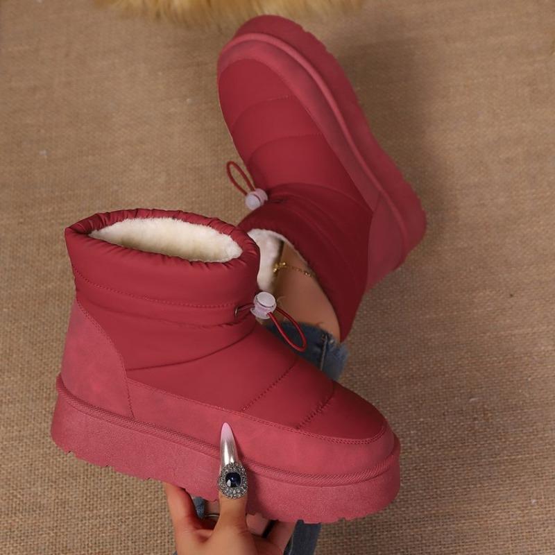 European and American Winter New Thick-soled Velvet Thickened Snow Boots Women's Foreign Trade Large-size Warm Elastic Buckle Short Boots Cotton Shoes