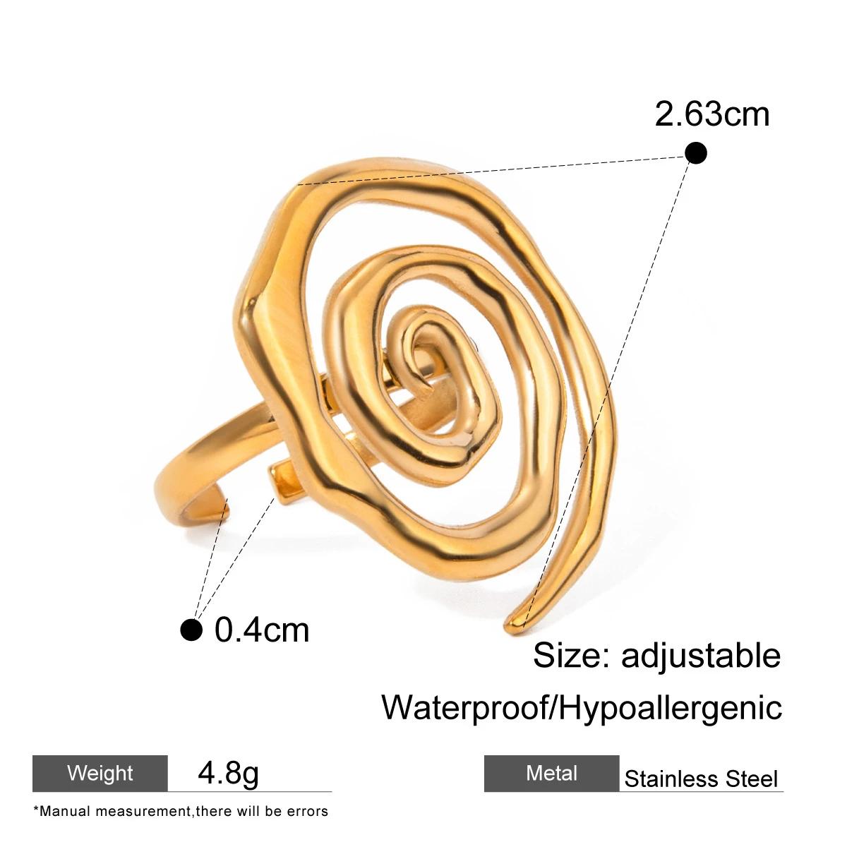 Unique Design Waterproof Metal Vortex Swirl Earrings Romantic Geometric Spiral Simplicity Aestheticism Open Rings Party Jewelry