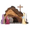 Wooden Easter Resurrection Scene Set Empty Tomb Cross Jesus Statue Christian Home Tabletop Tiered Tray Decor Religious Gift