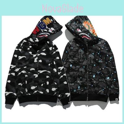 Camouflage Hoodie With Shark Head Design Soft Comfortable Full Zip Jacket