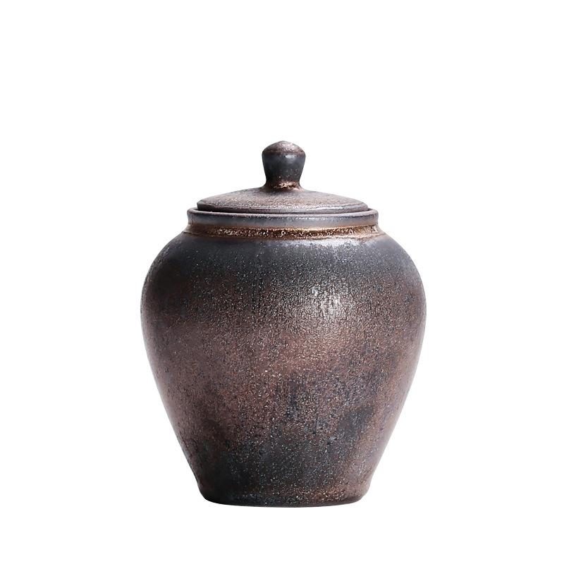 Creative Gilded Ceramic Sealed Jar Home Storage Jar Vintage Coffee Bean Candy Jar Storage Container Tabletop Ornament Home Decor