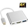Adaptateur USB-C 3-en-1 vers HDMI 4K 30Hz + USB 3.0 (USB-A) - Multiport Plug & Play