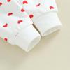 Baby Girls 2-piece Outfit, Heart Print Long Sleeve Crew Neck Sweatshirt with Elastic Waist Sweatpants Fall Clothes