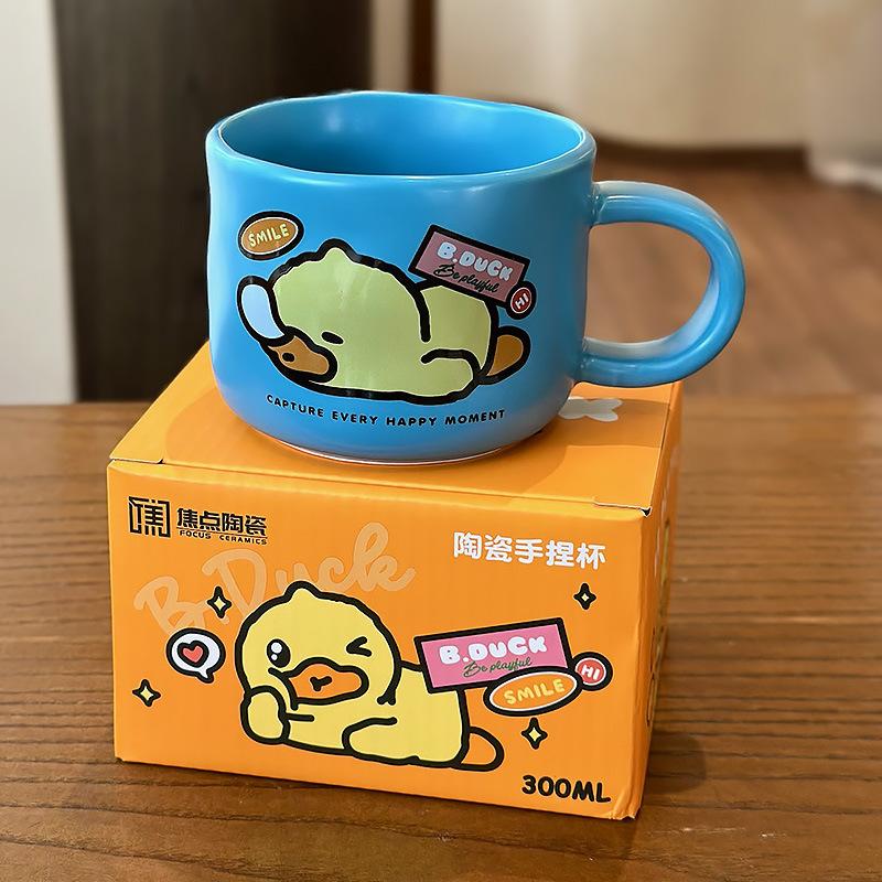 

Little Yellow Duck Ceramic Cup Simple Milk Cup Creative Coffee Cup High Value Mug Office Water Cup 300ML синій