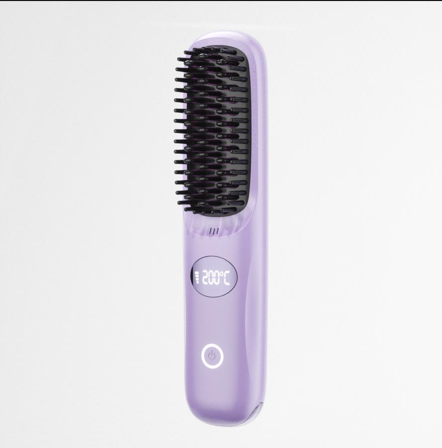 Wireless LCD Straightening Comb: Portable Negative Ion Hair Comb with Electric Charging & No Damage Styling.