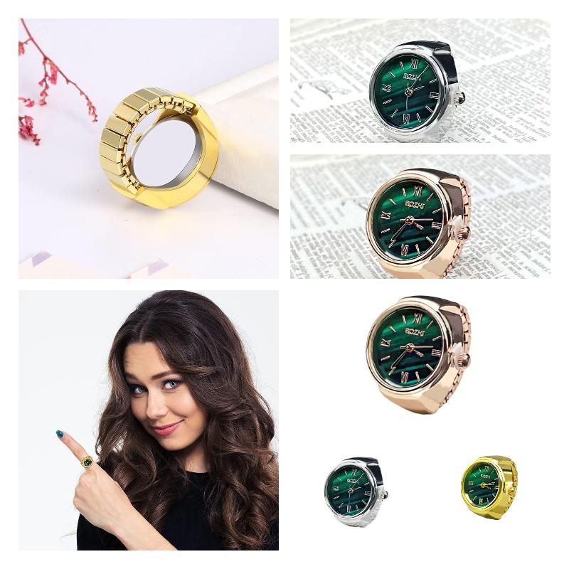 Ring Quartz Mechanical Watch Shape Hand Can Rotation Time Adjusted Gift Ornament