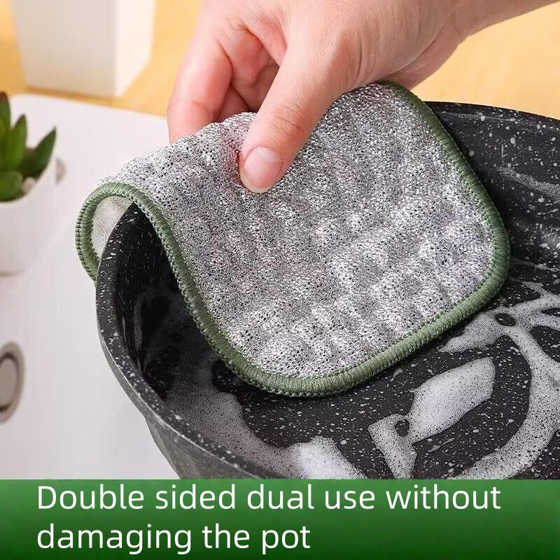 1-10PC Double Side Dishwashing Rags Dish Washing Brush Pot Dish Steel Wire Wash Cloth Household Cleaning Reusable Kitchen Tools