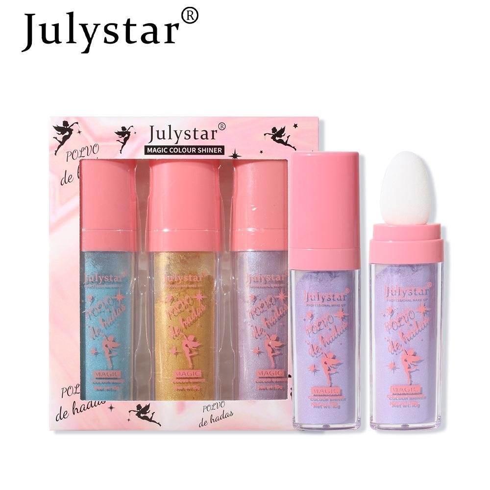 Kit 3 Pezzi Makeup naturale tridimensionale polvere illuminante fata per viso corpo abbronzatura