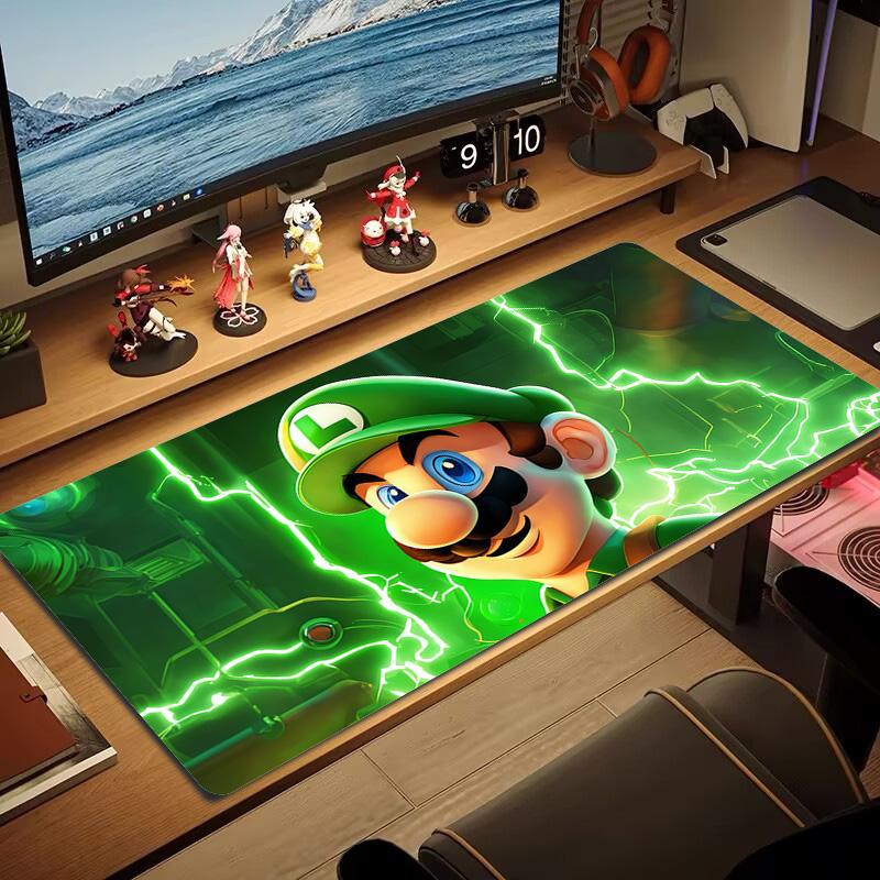 Luigi & Mario Car Trip Print Cushion Non-slip Laptop Tablet Big Mousepad XXL Mat Mini PC Playmat With Lock edge