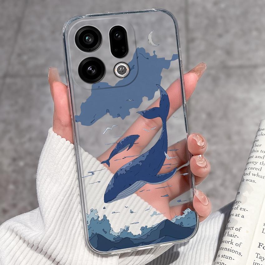 Suitable For Oppo Find X9 X7 X5 Pro X3 X2 Reno11 12 Pro Phone Cover Cute Panda Rabbit Pattern Transparent TPU Dustproof Protective Case For Oppo Shell