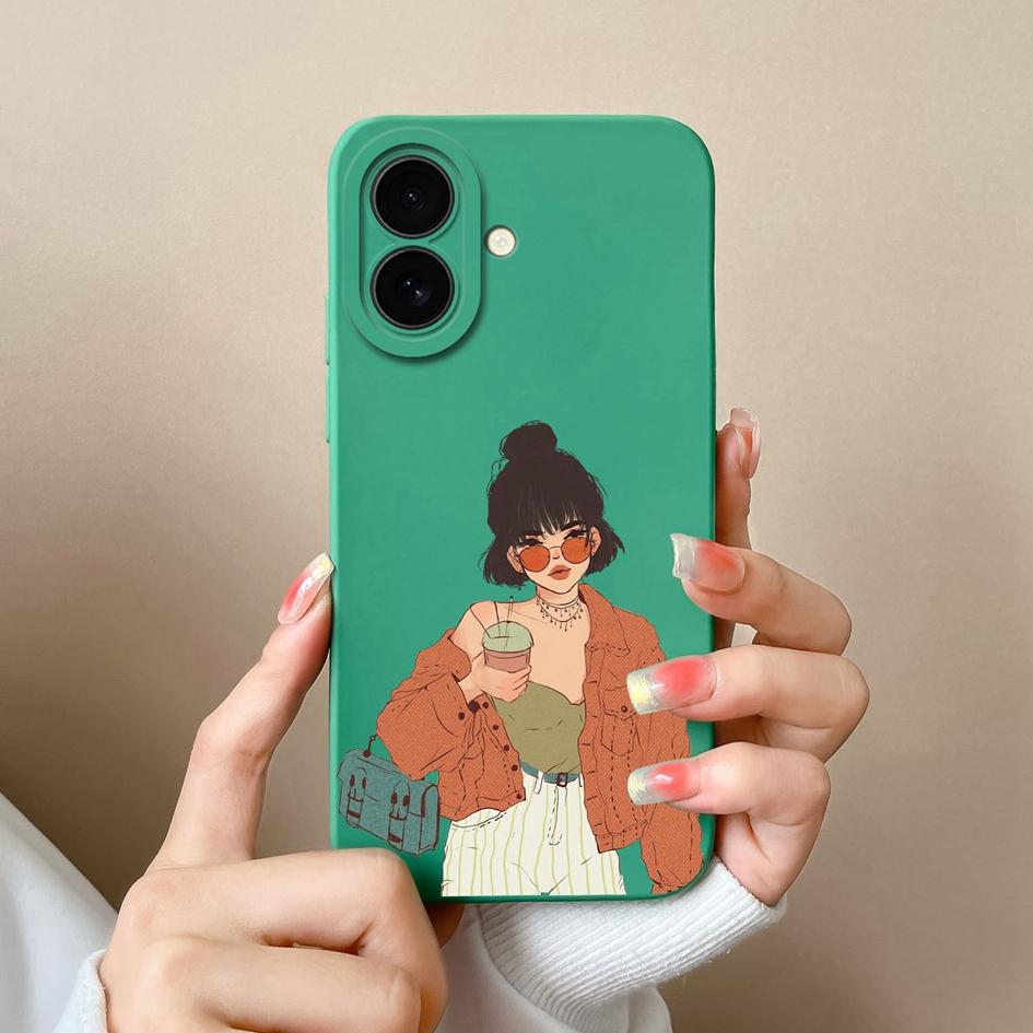 Aesthetic Phone Cover For Apple iPhone 16 Pro 16plus 16promax Fashion Cool Girl Boy Soft Liquid Silicone High Quality Super Shockproof For iPhone Capa
