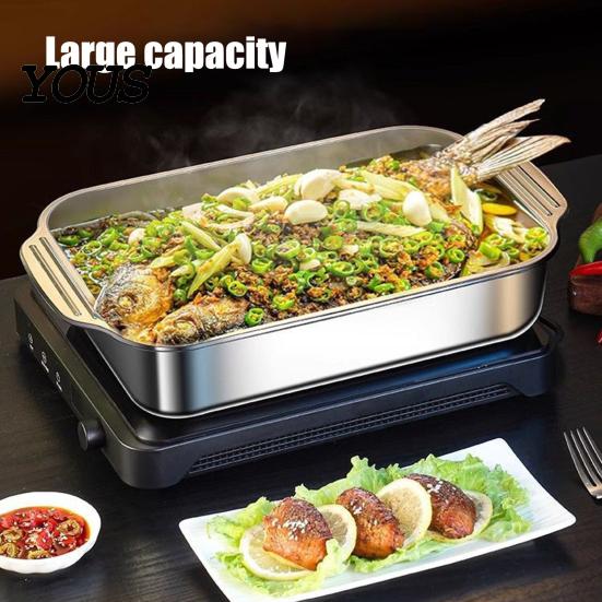 Deep Rectangular Baking Pan Stainless Steel Pan, with Handles, Heavy-Duty Tray, High Temperature Resistant Durable Kitchenware, for Roasting And Heavy