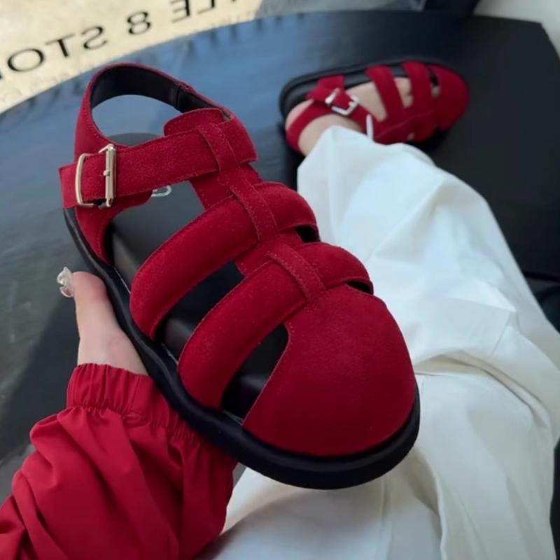 Fashion Women Flats Sandals 2025 Summer New Round Toe Casual Designer Shoes Rome Style Ladies Sandals Woman Designer Shoes for Women