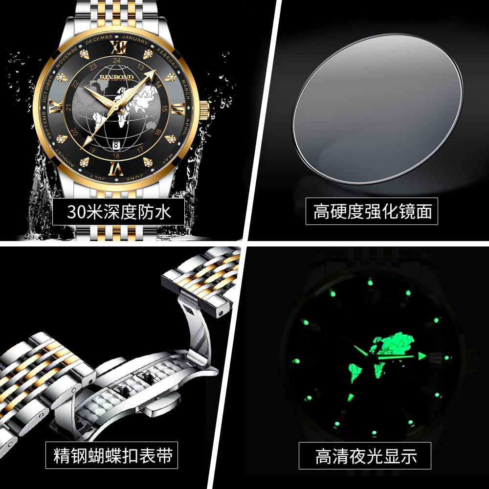 2025 new ultra-thin watch men's waterproof leather belt globe trend calendar men's watch