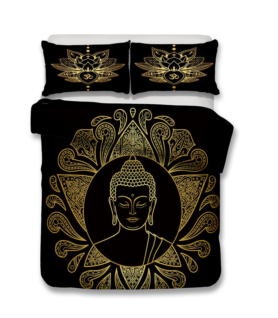 Buddha Duvet Cover Set Religion Mandala Style 3D Print Comforter Cover King Queen Size For Kids Teen Adult Polyester Bedding Set