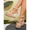 Color-Blocked Wedge Sandals 2025 Summer New Arrival Plus Size Women's Sandals Thick-Soled Covered-Heel Sandals