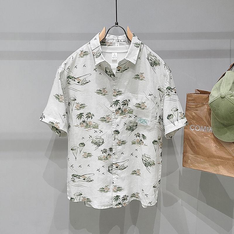 

Морской отпускной стиль Пляжная прохлада Досуг Принт Освежающая Универсальная Личность Свободная Мужская Футболка с коротким рукавом Лето 2024 L белый