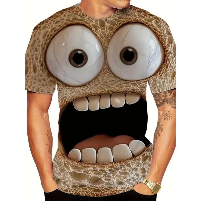 New Summer Men s T-shirt Funny Printed Pattern Short Sleeve Summer Outdoor Fashion Round Neck Tops OverSize Loose Men s Clothing S
