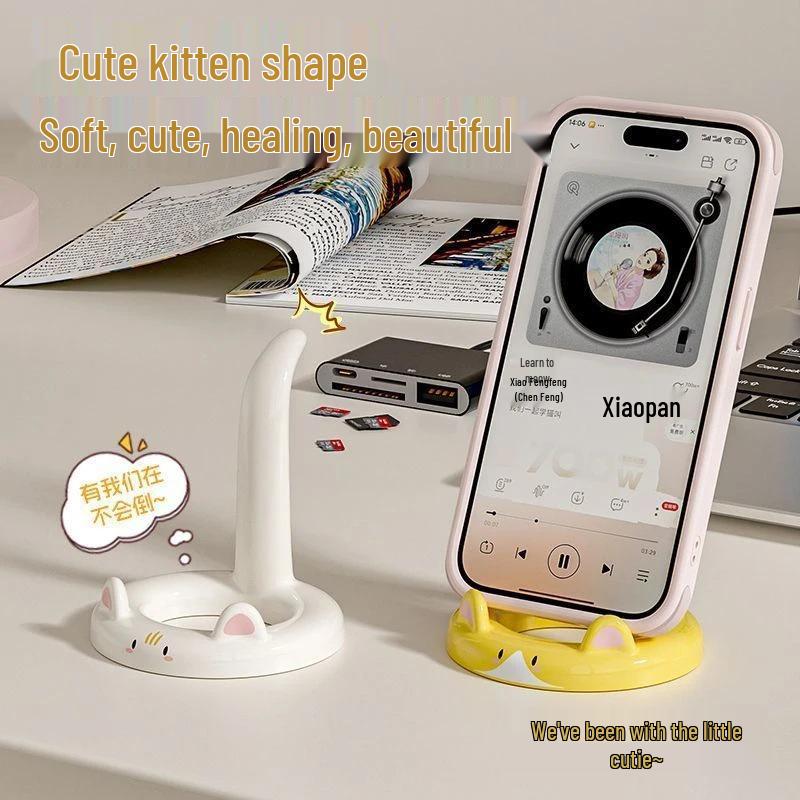 Adorable Kitten Phone Stand for Dorm or Bedside